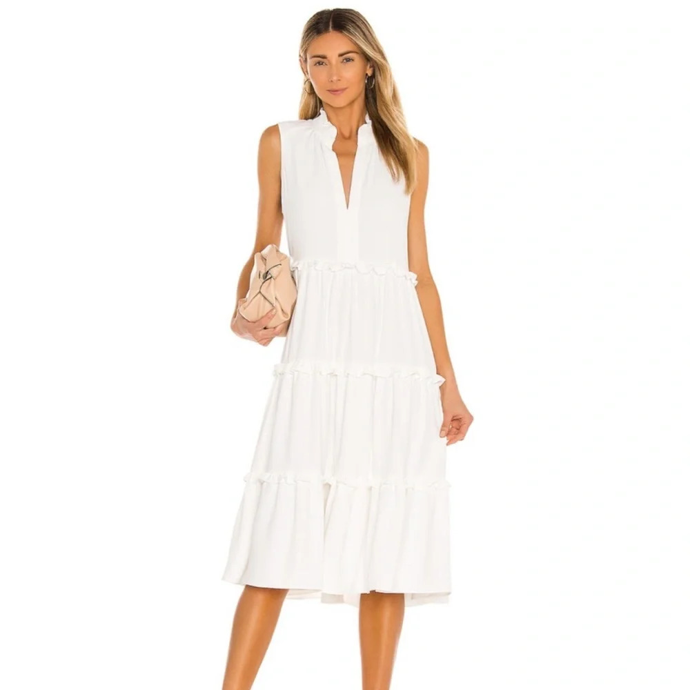Amanda Uprichard Wilma Midi Dress in Ivory